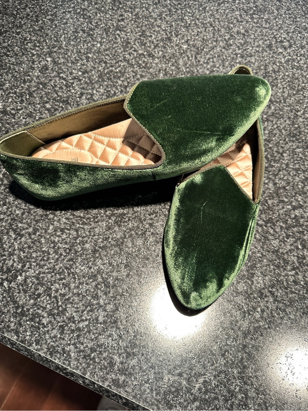 Birdies Hunter Green Heron Velvet Loafers Size 8 - Picture 2 of 15
